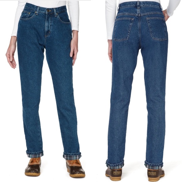 LLBean Double L relaxed fit flannel lined jeans - Picture 1 of 6